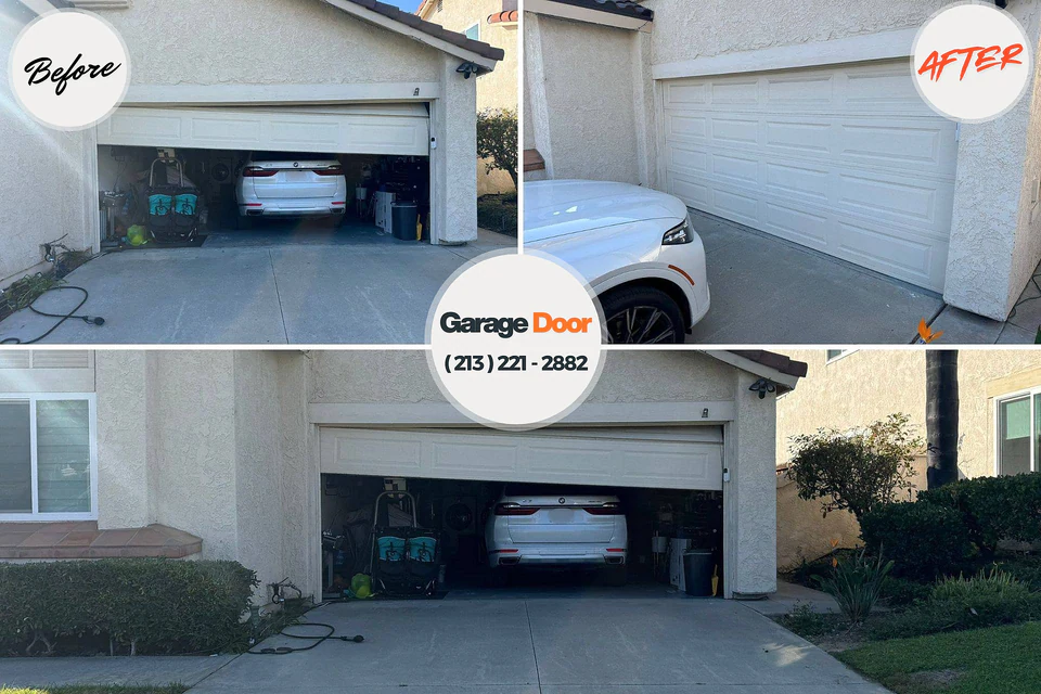 Before and after: garage door repair Palm Valley, TX